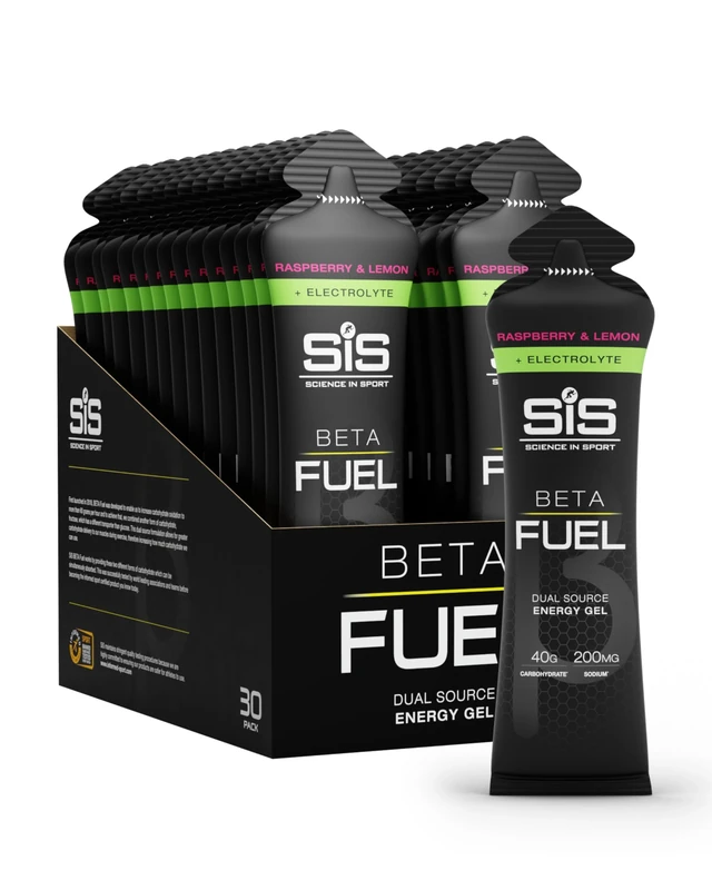 Science in Sport BETA Fuel + Electrolyte Energy Gel – Raspberry & Lemon | 40g Dual-Source Carbs with 200mg Sodium - Ideal for Endurance Training & Hydration (30 Pack)