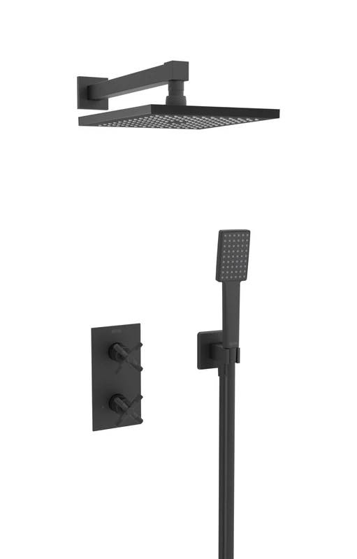 Bristan Cruzar, Concealed Thermostatic Shower Kit with Three Outlets, Safe Touch Technology, Black Finish