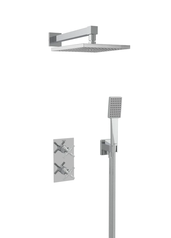 Bristan Cruzar, Concealed Thermostatic Shower Kit with Three Outlets, Safe Touch Technology, Chrome Finish