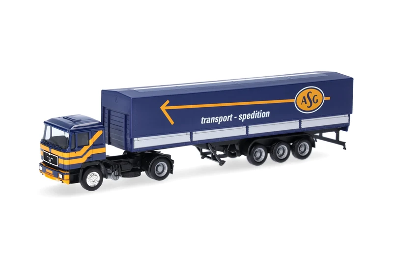 Herpa MAN F90 Truck Model with ASG Canvas Semitrailer 1:87