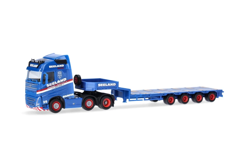 Herpa truck model Volvo FH GL 2020 6x2 semi low-boy semitrailer "Seeland", on a scale of 1:87, plastic miniature, made in Germany, model building, collectors edition