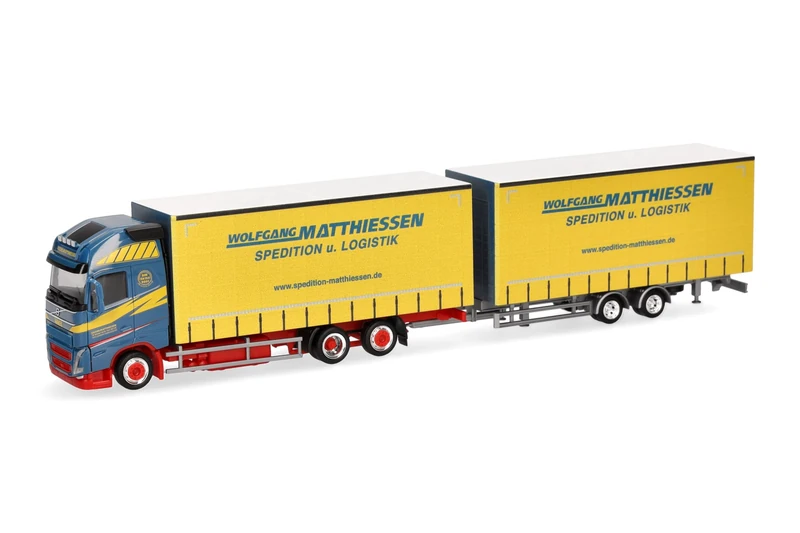 Herpa truck model Volvo FH GL XL 2020 volume curtain canvas trailer truck "Wolfgang Matthiessen", on a scale of 1:87, plastic miniature, made in Germany, model building, collectors edition