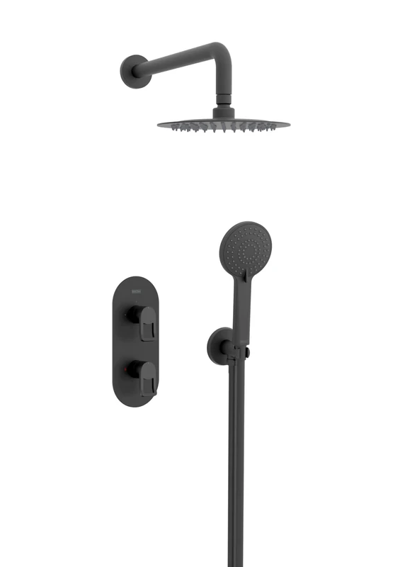 Bristan Saffron, Concealed Thermostatic Shower Kit with Three Outlets, Safe Touch Technology, Black Finish