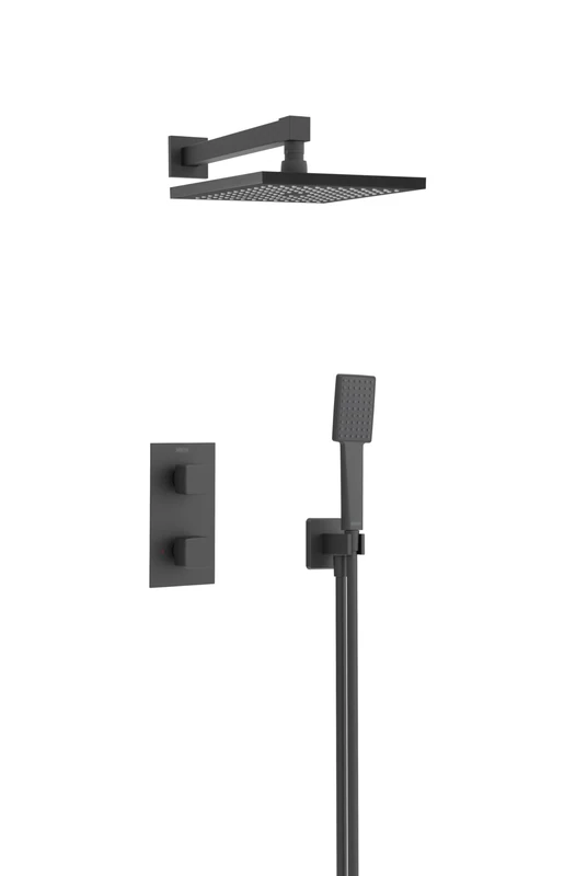 Bristan Cobalt, Concealed Thermostatic Shower Kit with Three Outlets, Safe Touch Technology, Black Finish