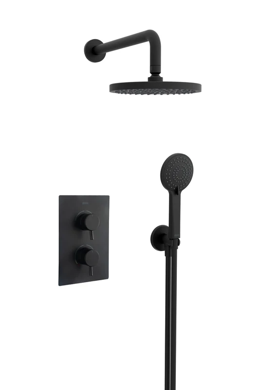 Bristan Prism, Concealed Thermostatic Shower Kit with Three Outlets, Safe Touch Technology, Black Finish