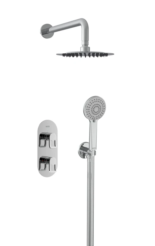 Bristan Saffron, Concealed Thermostatic Shower Kit with Three Outlets, Safe Touch Technology, Chrome Finish