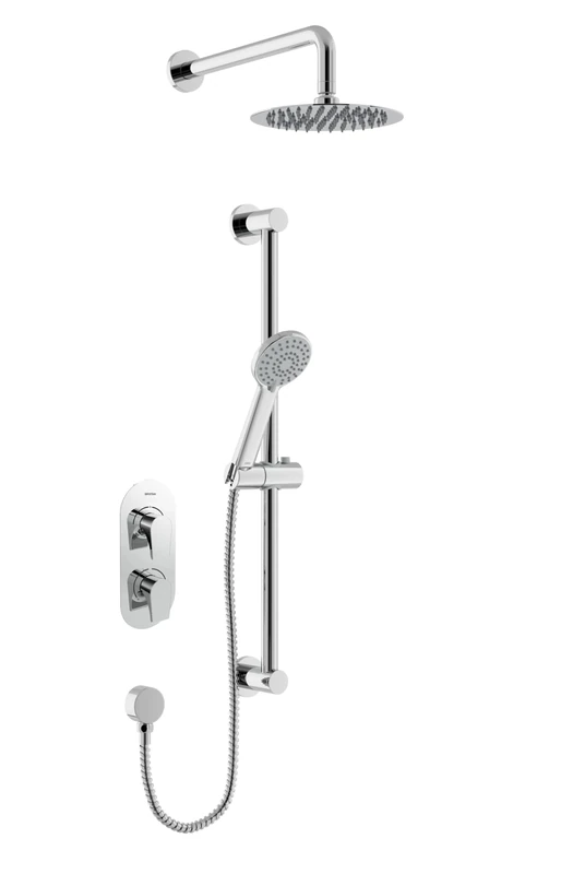 Bristan Hourglass, Concealed Thermostatic Shower Kit with Two Outlets, Safe Touch Technology, Chrome Finish