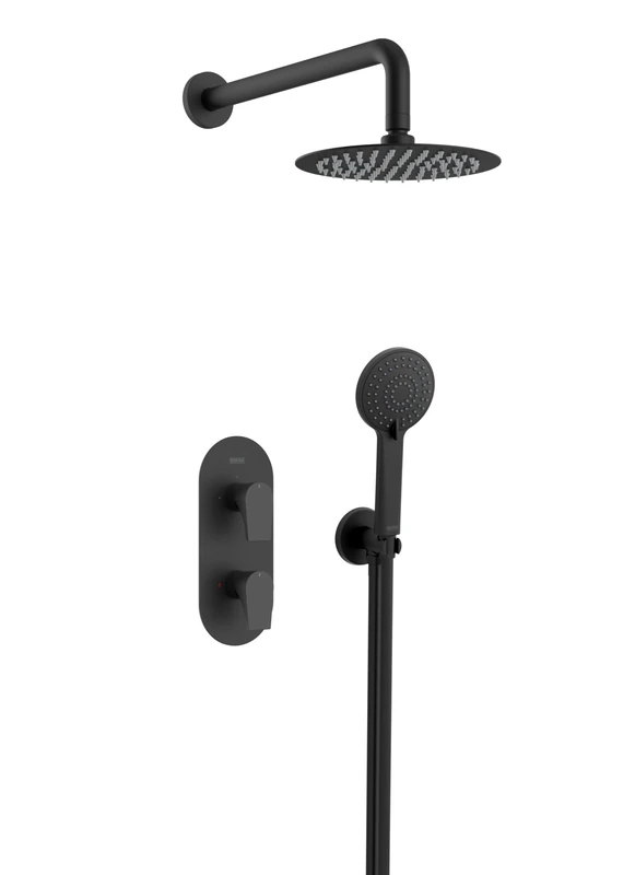 Bristan Hourglass, Concealed Thermostatic Shower Kit with Two Outlets, Safe Touch Technology, Black Finish