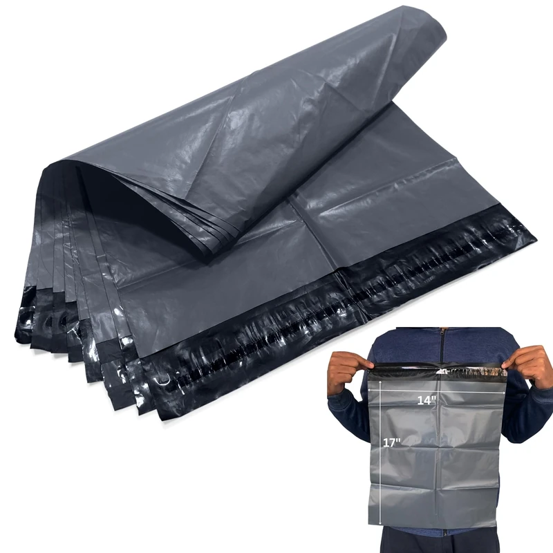 JeeJaan® 1000 Grey Parcel Bags 14" x 17" (355 x 432mm) Strong Self Seal Recyclable Mailing Bags for Postage Envelopes Courier Shipping Bags