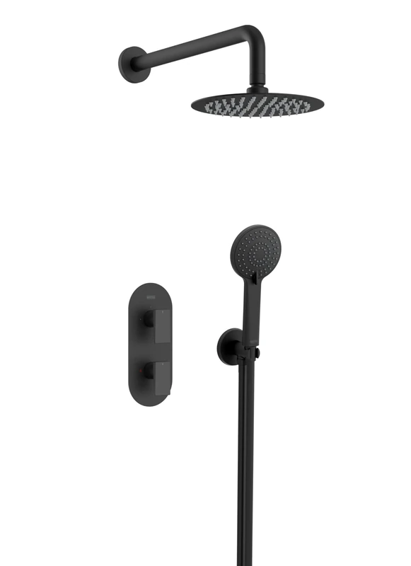 Bristan Frammento, Concealed Thermostatic Shower Kit with Three Outlets, Safe Touch Technology, Black Finish