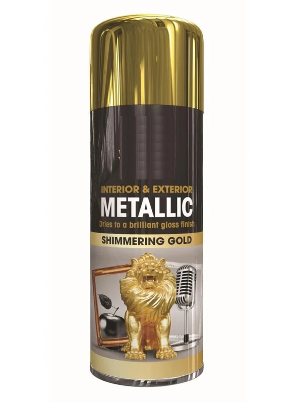 Inspired Essentials Metallic Spray Paint 400ml Multi-Purpose Use, Spray for Metal and Wooden Furniture, Ornaments, Decorative Items and Much More for Interior & Exterior (4, Shimmering Gold)
