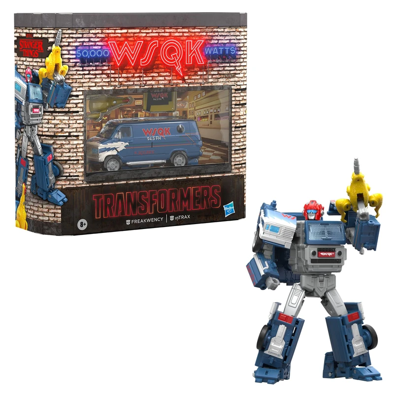 Transformers Collaborative Stranger Things Freakwency and 8-Trax Collectible Converting Action Figures, Change Between Robot and WSQK Van, 8+ - Image 1