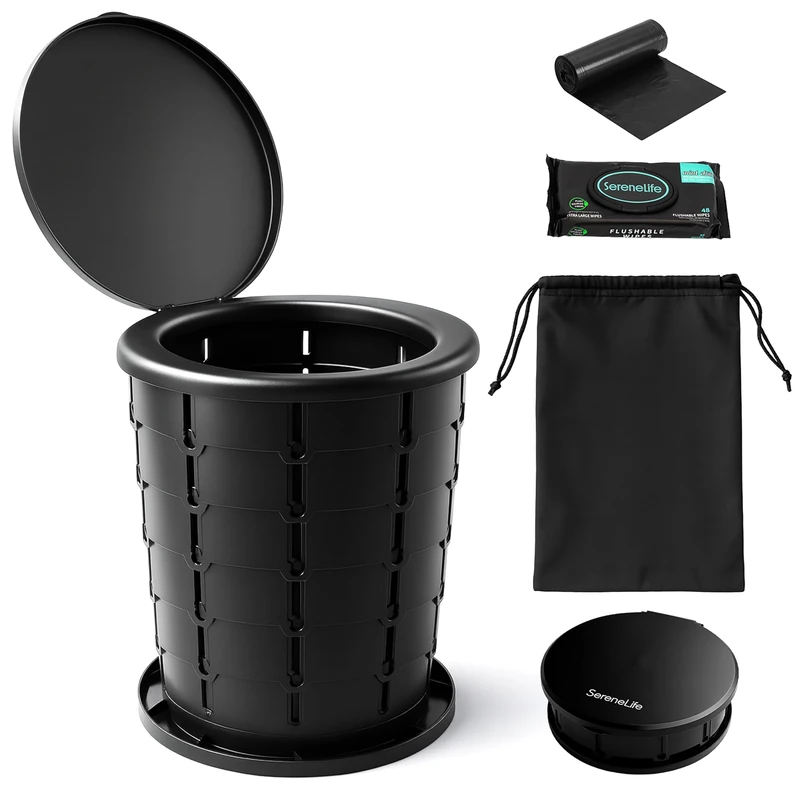 SereneLife Camping Toilet Portable Foldable Toilet for Adults