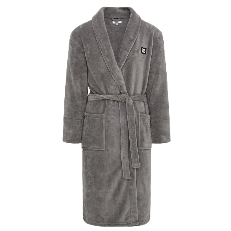 DKNY Men's Fleece Dressing Gown, Supersoft Fleece Robe with Shawl Collar and Deep Pockets, Fluffy and Comfortable, Mens Dressing Gown for Home