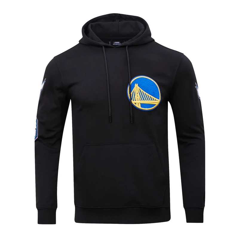 Pro Standard Mens NBA Golden State Warriors Classic Chenille Pull Over Hoodie Black L - Image 1