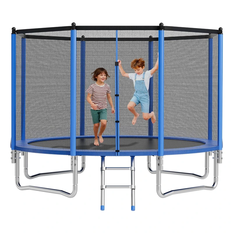 VEVOR Outdoor Trampoline, 12FT Round Recreational Trampoline with Enclosure Net, ASTM Approved, Heavy Duty Trampolines, Max 400 lbs Weight Capacity, Anti-Rust Backyard Trampolines for Kids & Adults