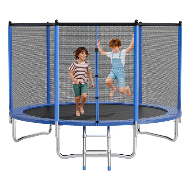 VEVOR Outdoor Trampoline, 10FT Round Recreational Trampoline with Enclosure Net, ASTM Approved, Heavy Duty Trampolines, Max 330 lbs Weight Capacity, Anti-Rust Backyard Trampolines for Kids & Adults
