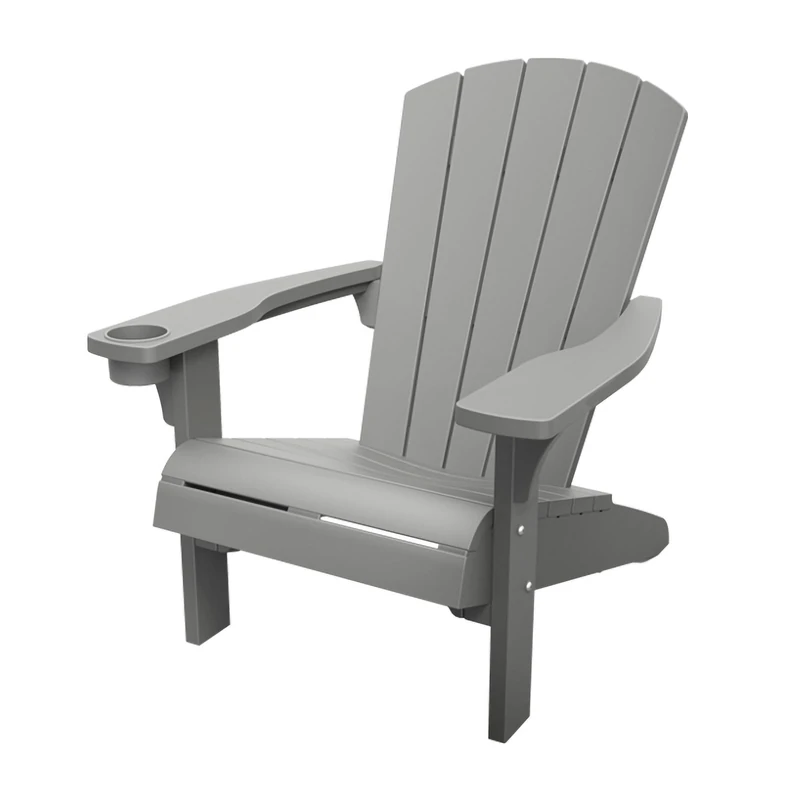 Keter Alpine Adirondack Garden Chair – Light Grey | Outdoor Wood-Effect Chair | Weatherproof, Durable & Maintenance-Free | Comfortable Deep Seat | Lightweight, Easy Assembly | 160kg Load Capacity