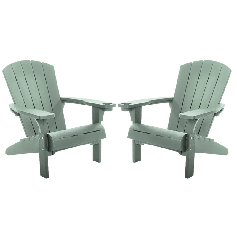 Keter Alpine Adirondack Garden Chair - Set of 2 - Vintage Green | Outdoor Wood-Effect Chair | Weatherproof, Durable & Maintenance-Free | Comfortable Deep Seat | Lightweight, Easy Assembly | 160kg Load