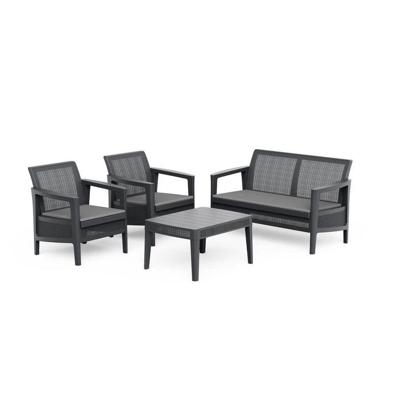 Keter Atlas Linea 4-Seater Outdoor Lounge Set – Graphite | Modern Weatherproof Garden Furniture with Easy No-Tool Assembly - Image 1