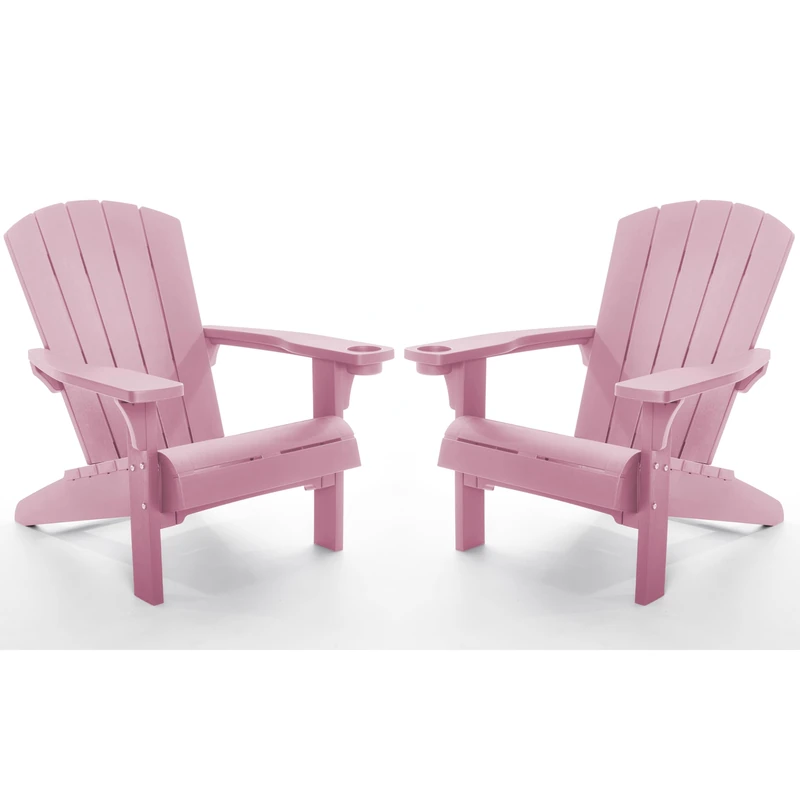 Keter Alpine Adirondack Garden Chair – Set of 2 - Old Pink | Outdoor Wood-Effect Chair | Weatherproof, Durable & Maintenance-Free | Comfortable Deep Seat | Lightweight, Easy Assembly | 160kg Load