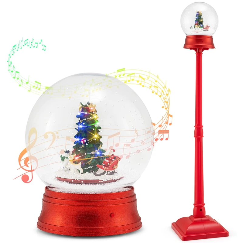 SPOTRAVEL 153cm Musical Christmas Street Lamp, Xmas Lamp Post