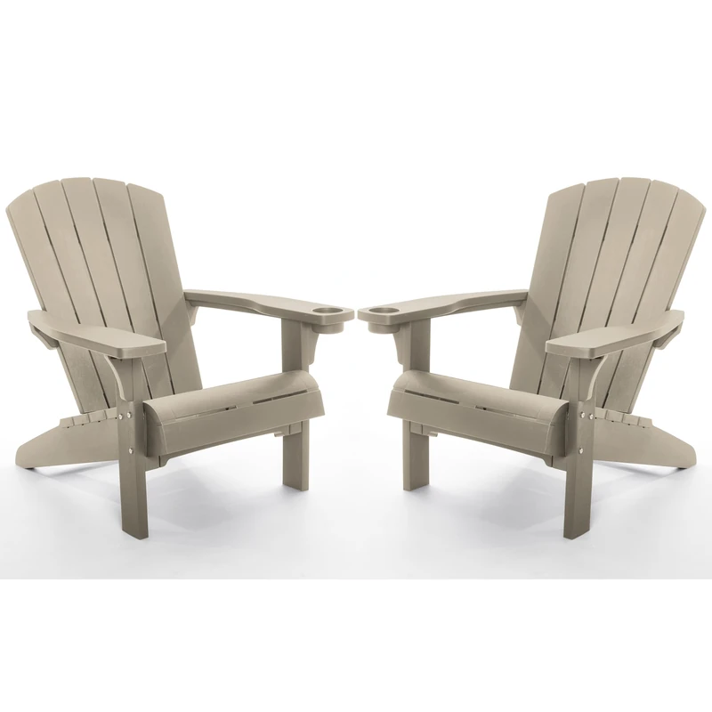 Keter Alpine Adirondack Garden Chair – Set of 2 - Silver Sage | Outdoor Wood-Effect Chair | Weatherproof, Durable & Maintenance-Free | Comfortable Deep Seat | Lightweight, Easy Assembly | 160kg Load