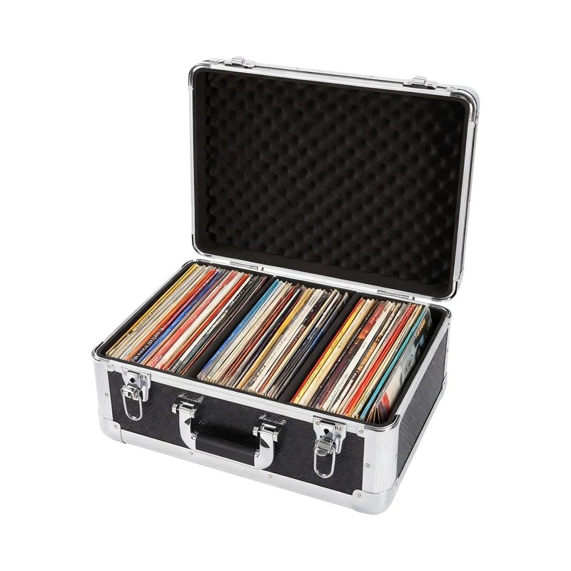 Trintion CD Storage Case - Holds 96 CDs, Portable Aluminium Media Holder with Handles and Lock for Albums, Games, Music - 44.5X45X21.5CM Water Resistant Box (60 CDs)