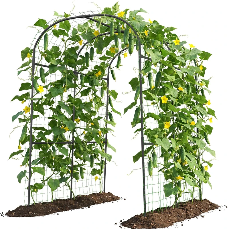 Tall Garden Arch Trellis for Climbing Plants, 83in Tall Metal Plant Support Trellis Archway for Climbing Plant Vegetables Cucumber, Outdoor Yard Lawn Garden Arch Tunnel Trellis