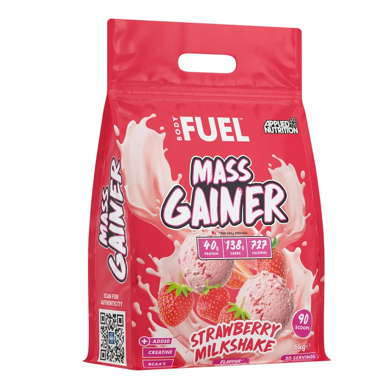 Applied Nutrition BodyFuel Mass Gainer- Weight Gain Protein Powder, High Calorie Weight Gainer, Lean Mass (6kg - 30 Servings) (Strawberry)