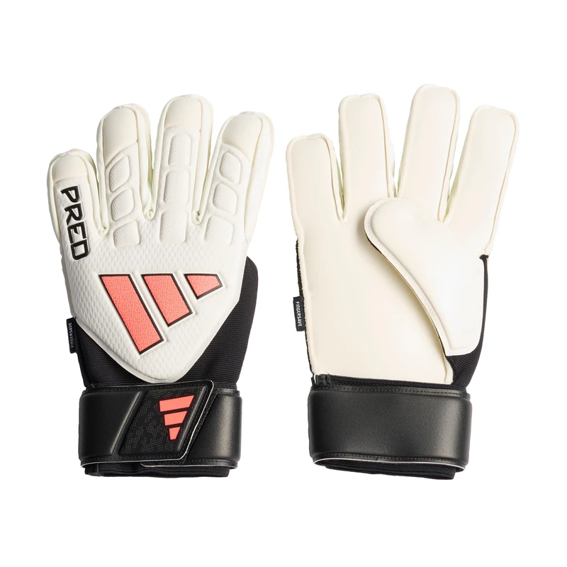 adidas Unisex Predator Match Fingersave Goalkeeper Glove Gloves, white/black/Solar Turbo, 9