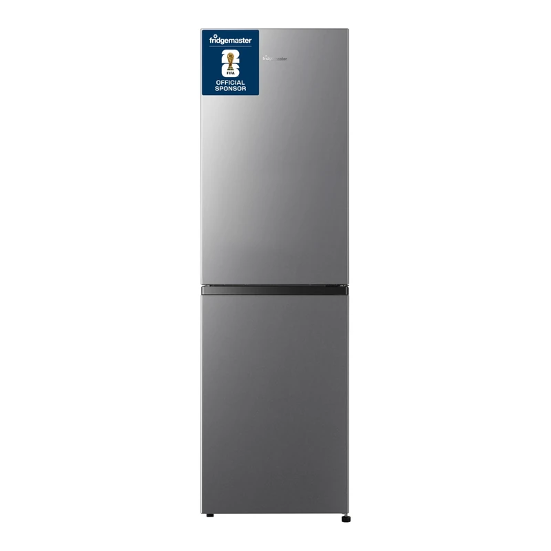 Fridgemaster MC55240ES 55cm Freestanding 252L 50/50 Fridge Freezer - LED Lighting, Silver - E Rated, H174.3 x W55.4 x D55.8 (cm)