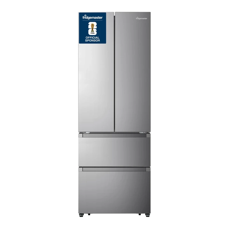 Fridgemaster MF70450ES French Door Fridge Freezer 485L, Total No Frost, Silver, 69.4D x 70.4W x 200H cm, E Rated