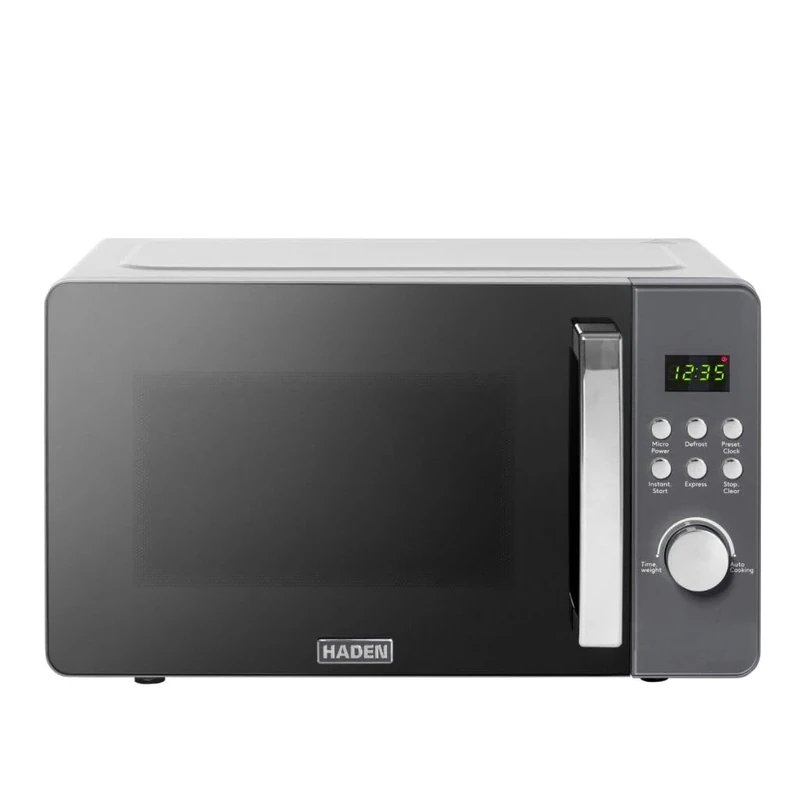 Haden Digital Microwave, 17L Capacity, 700W Power, Grey Finish, LED Display with Timer and Clock, 5 Power Levels, 60-Minute Timer with End Signal