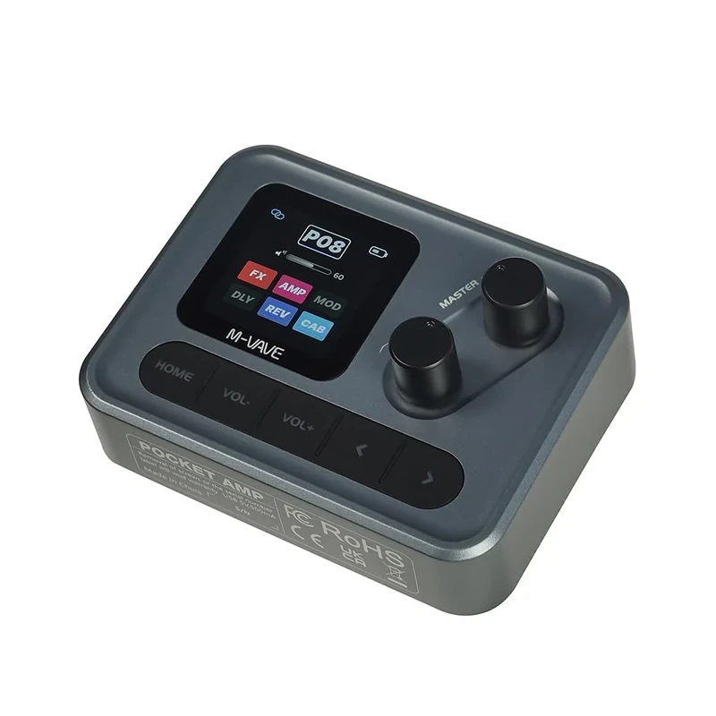 M-VAVE POCKETAMP – Compact Guitar & Bass Multi-Effects Amp Simulator with LCD, USB Audio, Bluetooth & Rechargeable Battery