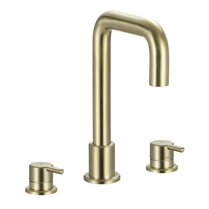 Bristan Altum 3 Tap Hole Basin Mixer Tap with Water-Saving Feature, Deck Mounted Bathroom Tap, Brushed Brass Finish