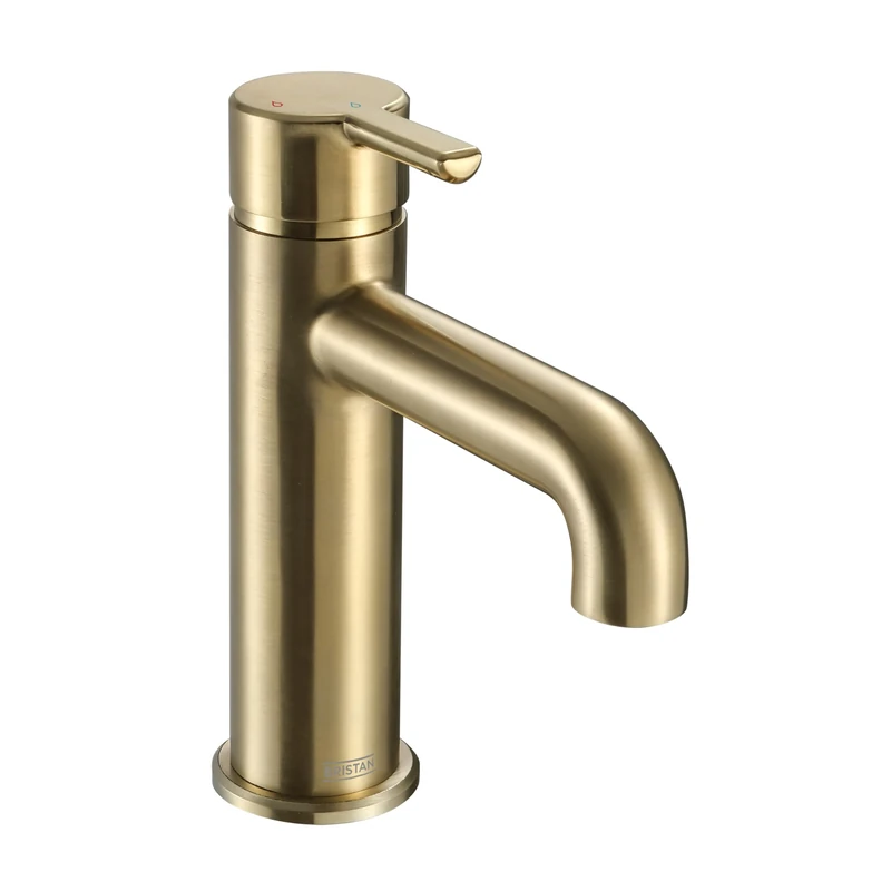 Bristan Altum Basin Mixer Tap with Eco Start Technology, Deck Mounted Bathroom Tap, Brushed Brass Finish