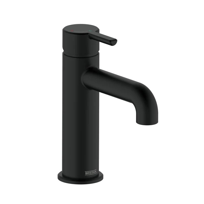 Bristan Altum Basin Mixer Tap with Eco Start Technology, Deck Mounted Bathroom Tap, Black Finish