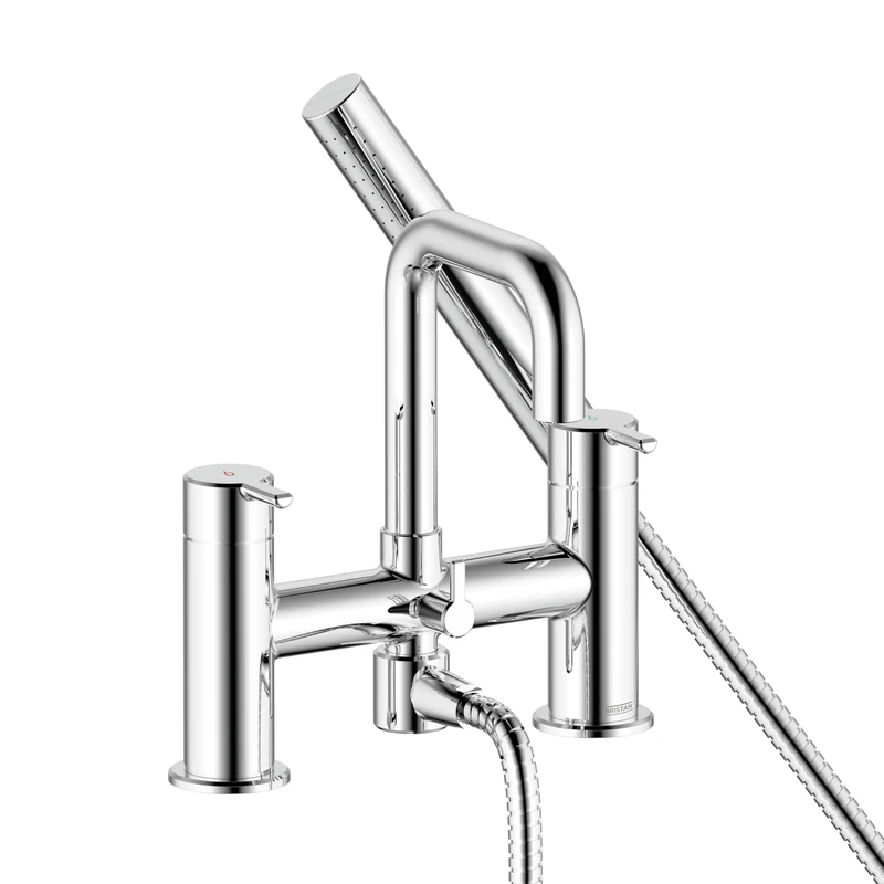 Bristan Altum Bath Shower Mixer Tap with Easy Clean Handset, Deck Mounted, Chrome Finish
