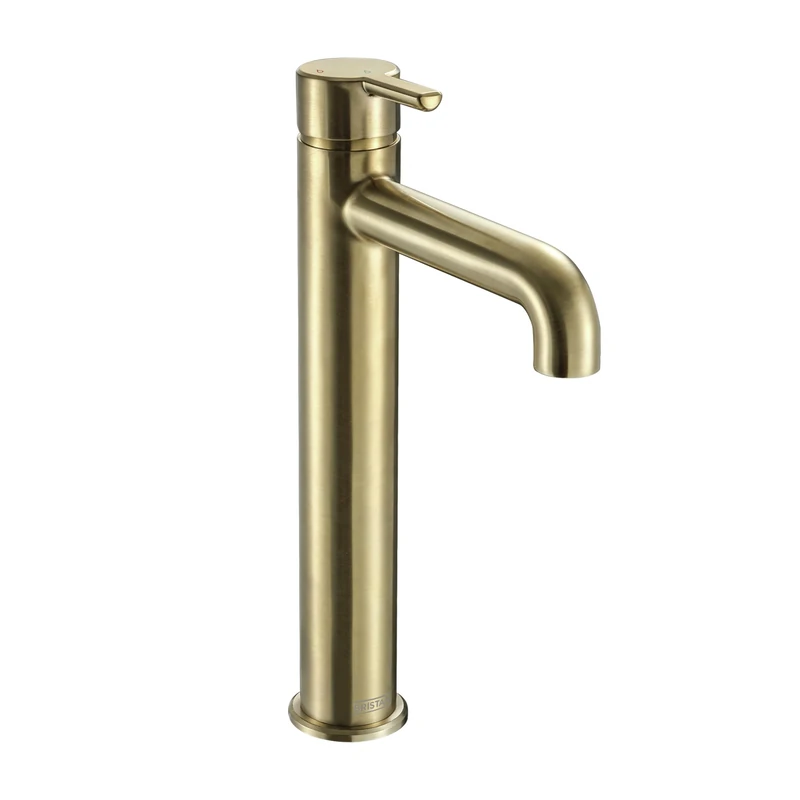 Bristan Altum Tall Basin Mixer Tap with Eco Start Technology, Deck Mounted Bathroom Tap, Brushed Brass Finish