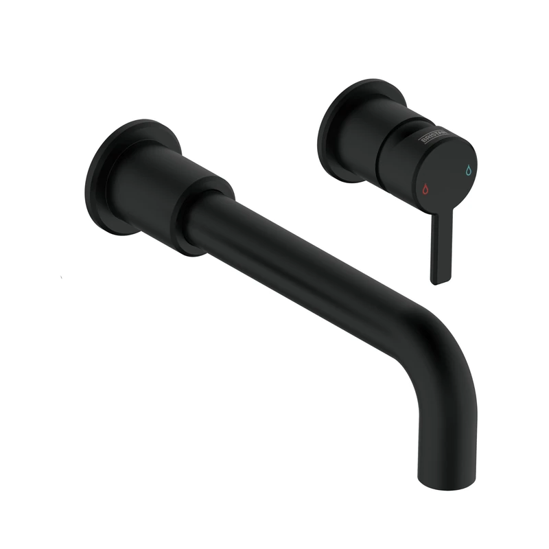 Bristan Altum 2 Tap Hole Wall Mounted Basin Mixer Tap with Water-Saving Feature, Black Finish