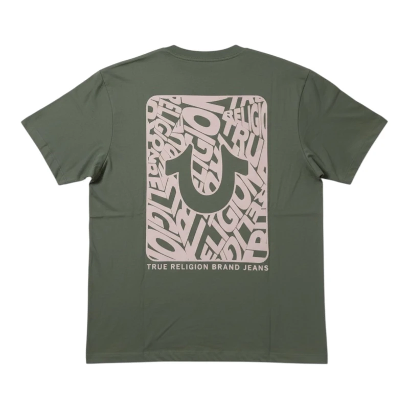 True Religion Men's Dimensional Flock Tee, Green, M - Image 1