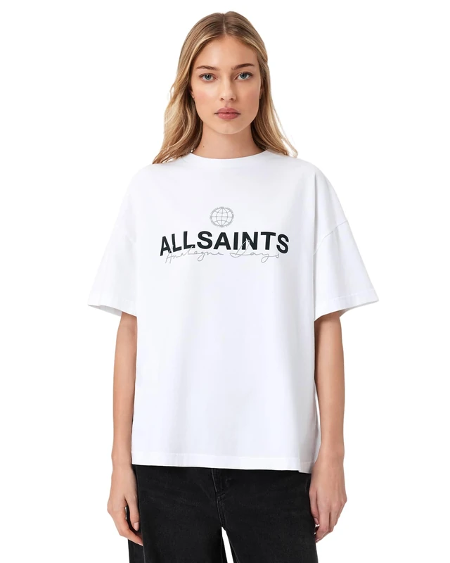 Allsaints Women's Emblem AVRI Tee,White, XS