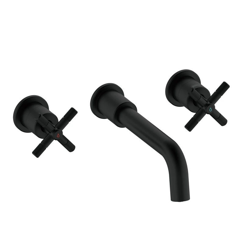 Bristan Cruzar 3 Tap Hole Wall Mounted Bath Filler Tap, Black Finish