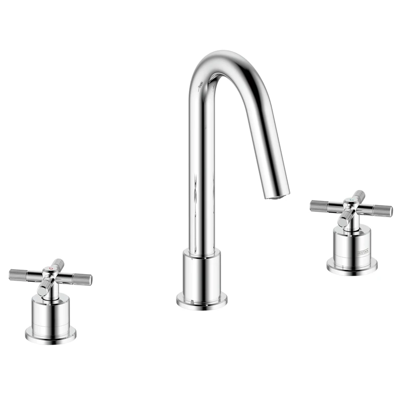 Bristan Cruzar 3 Tap Hole Basin Mixer Tap with Water-Saving Feature, Deck Mounted Bathroom Tap, Chrome Finish