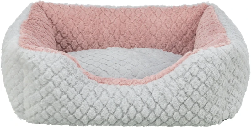 TRIXIE Dog Bed Kaline Mio, Square, Softs Dog Pillow In Grey/Rose, 80×65Cm, Cosy Dog Bed With Soft Plush Cover - 389713