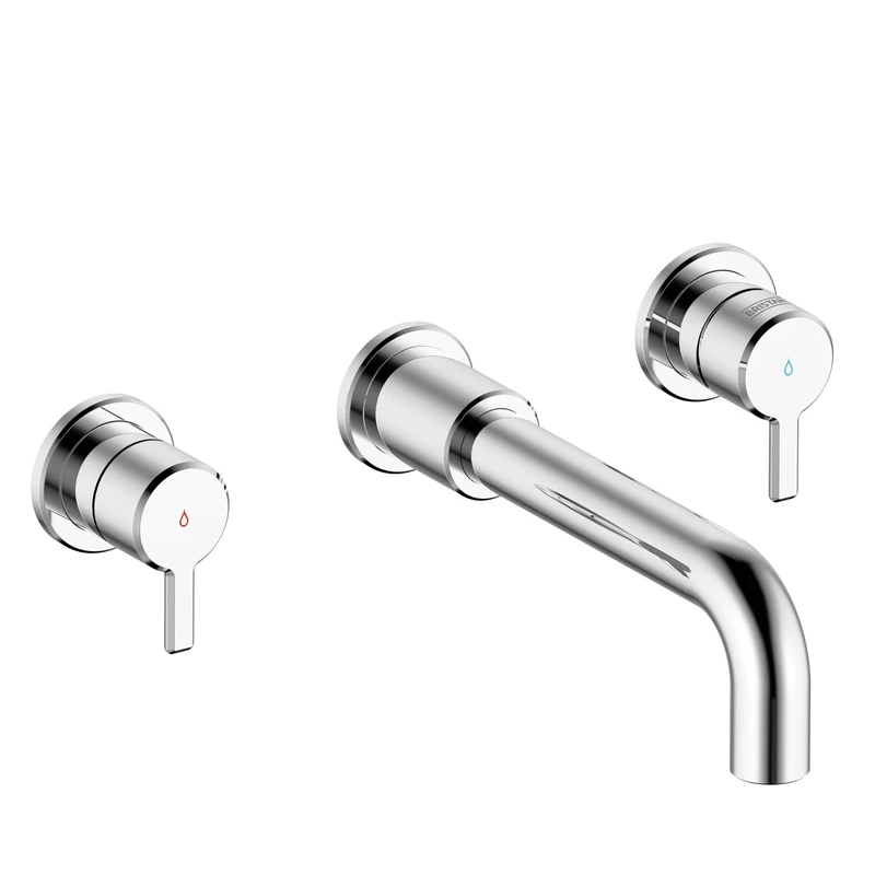 Bristan Altum 3 Tap Hole Wall Mounted Bath Filler Tap with Water-Saving Feature, Chrome Finish