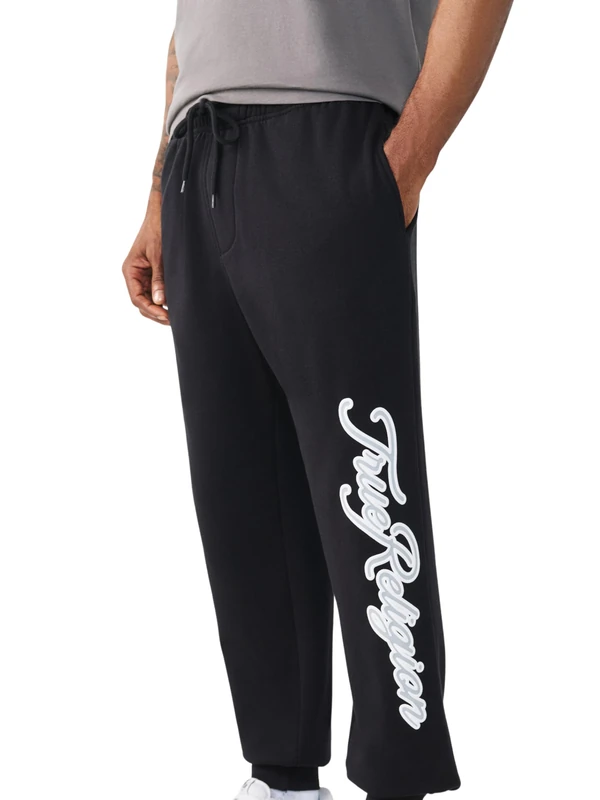 True Religion Men's Diagonal Jogger, Black, M