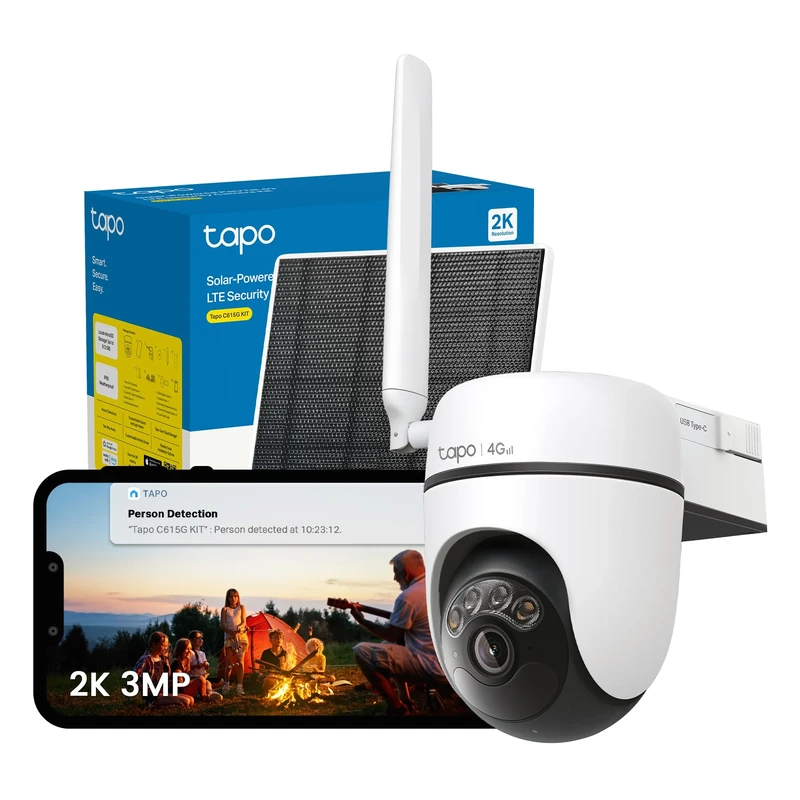 Tapo C615G KIT 2K 3MP Solar Security Camera Outdoor Wireless,4G Security Camera with SIM Slot,Colour Night Vision Outdoor Camera,AI Detection CCTV,IP65,No Hub,Alexa,GoogleHome,No Monthly fee