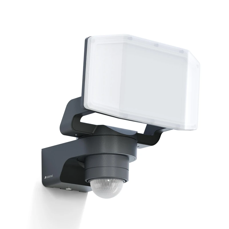 Steinel XLED PRO Expanse S Outdoor LED Floodlight, 240° Motion Detector, 12 m Range, Adjustable LED Panel, 14.3 W, 3000 K, IP54, Garden, Garage, Yard